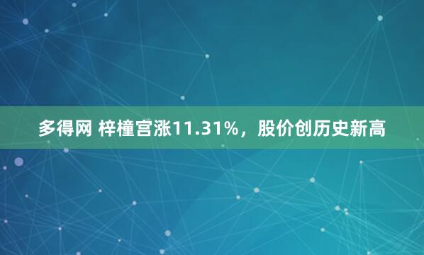 多得网 梓橦宫涨11.31%，股价创历史新高